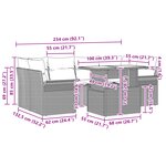 vidaXL Set de canapé de jardin 7 pièces avec coussins noir poly rattan