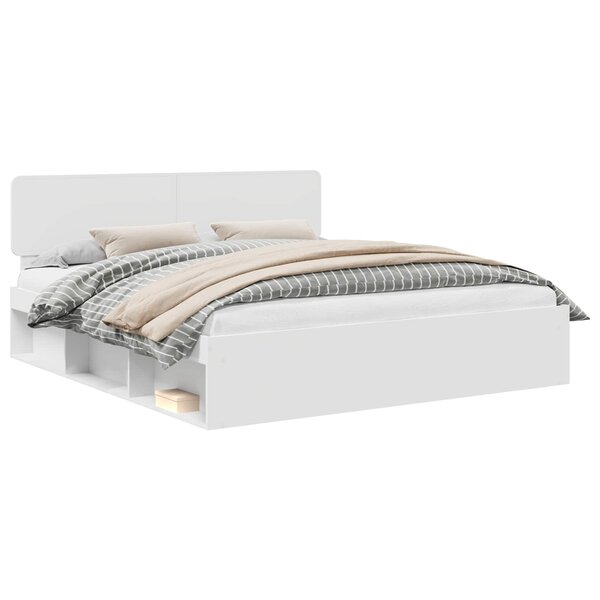 vidaXL Cadre de lit avec tête de lit Blanc 200 x 200 cm Pin massif