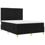 vidaXL Lit à ressort LED avec matelas Noir 140 x 190 cm tissu