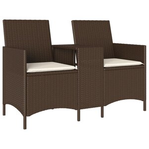 vidaXL Canapé de jardin 2 places avec table et coussins résine tressée