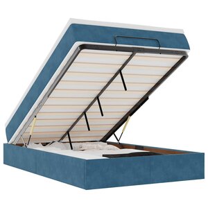 vidaXL Lit ottoman avec matelas bleu foncé 120x190 cm velours