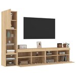 vidaXL Unités murales TV avec LED 4 Pièces chêne sonoma bois d'ingénierie
