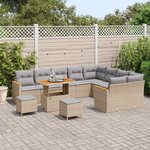 vidaXL Ensemble de canapé de jardin 12 Pièces Beige polyrotin