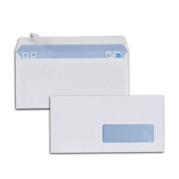100 Enveloppes DL 110 x 220 mm avec fenêtre 35 x 100 mm papier velin 80 gr