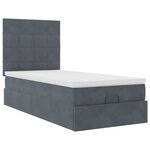 vidaXL Cadre de lit ottoman avec matelas gris foncé 100x200 cm velours
