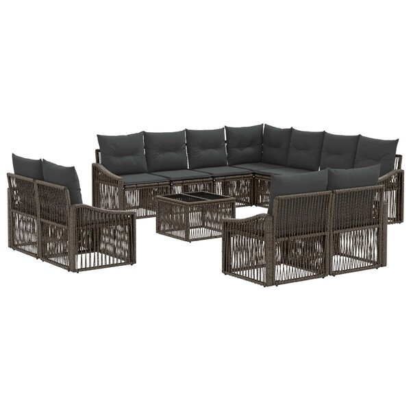 vidaXL Ensemble de canapé de jardin 12 Pièces Gris polyrotin