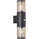 Applique extérieure 2L avec détecteur noir dépoli aluminium-plastique IP44