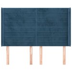 vidaXL Tête de lit avec oreilles Bleu foncé 147x16x118/128 cm Velours
