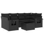 vidaXL Salon de jardin 7 Pièces avec coussins noir résine tressée