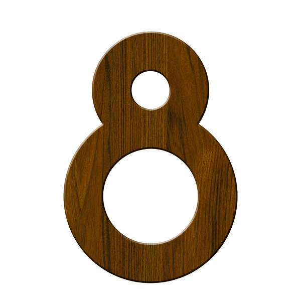 Numéro 8-Numéro adhésif pour boîtes aux lettres - Vinyle épais texturé, hauteur 50 mm - Bois Miel