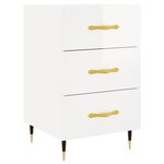 vidaXL Table de chevet blanc brillant 40x40x66 cm bois d'ingénierie