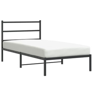 vidaXL Cadre de lit métal sans matelas avec tête de lit noir 100x190cm