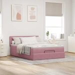 VidaXL Cadre de lit ottoman avec matelas rose 140x200 cm velours