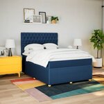 vidaXL Sommier à lattes de lit avec matelas Bleu 140x190 cm Tissu