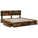vidaXL Lit de Rangement Chêne fumé 180 x 200 cm Bois d'ingénierie
