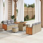 vidaXL Ensemble de canapé de jardin 9 Pièces Beige et Gris clair