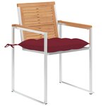 vidaXL Chaises de jardin avec coussins lot de 2 Teck solide et acier