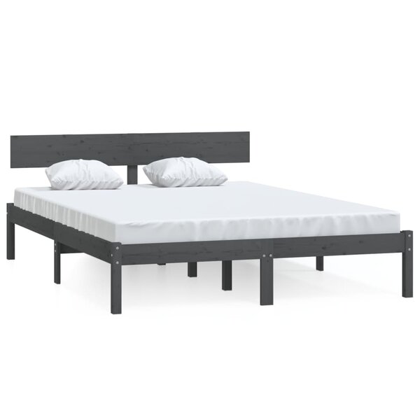 vidaXL Cadre de lit sans matelas gris bois massif