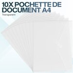ACROPAQ 10 Pochettes Porte Document A4 transparentes - Fermeture Auto-agrippante- Polypropylène- Impermiable