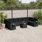 vidaXL Salon de jardin 11 Pièces avec coussins noir résine tressée