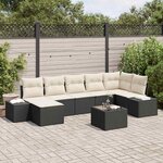 vidaXL Ensemble de canapés de jardin 7 pièces avec coussins en poly rattan brun