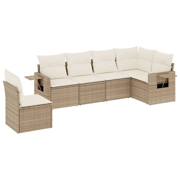 vidaXL Salon de jardin avec coussins 6 Pièces beige résine tressée
