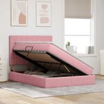 vidaXL Lit de rangement LED avec matelas Rose 140 x 190 cm Velours