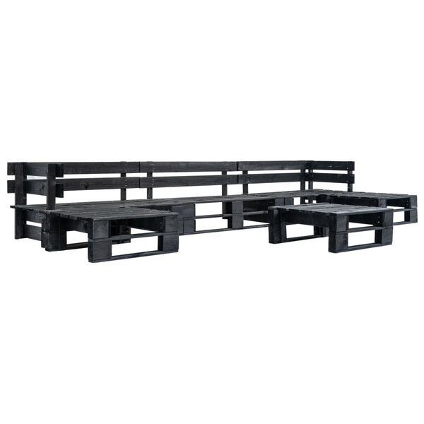 Salon de jardin meuble d'extérieur ensemble de mobilier palette 6 pièces noir bois 02_0018473