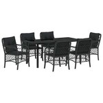 vidaXL Ensemble de salle à manger pour jardin 7 Pièces Noir Poly rotin