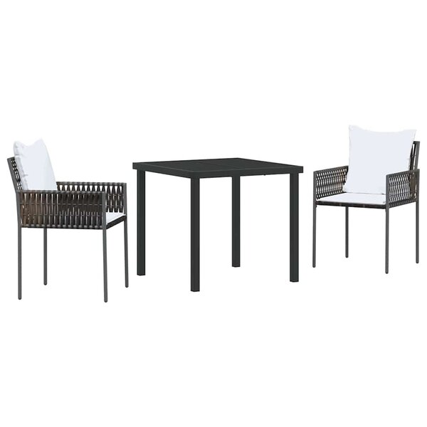 vidaXL Ensemble de salle à manger pour jardin 3 Pièces Marron et Noir