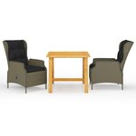 vidaXL Ensemble à manger de jardin 3 Pièces Marron