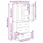vidaXL Haut Armoire avec tiroir Chêne artisanal 69 5 x 34 x 180 cm