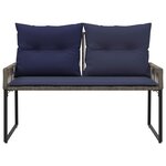 vidaXL Banc extérieur avec coussin 4 Pièces Gris et bleu marine polyrotin