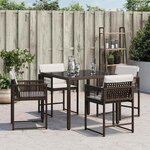 vidaXL Chaises de jardin avec coussins lot de 4 marron résine tressée