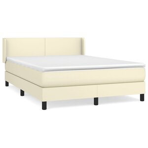 vidaXL Sommier à lattes de lit avec matelas Crème 140x200cm Similicuir