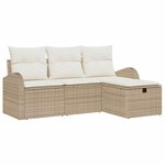 vidaXL Ensemble de canapé de jardin 4 Pièces Beige Poly rotin