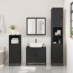 vidaXL Armoire à miroir de salle de bain noir bois d’ingénierie