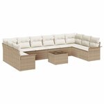 vidaXL Ensemble de canapé de jardin 11 Pièces Beige Poly rotin