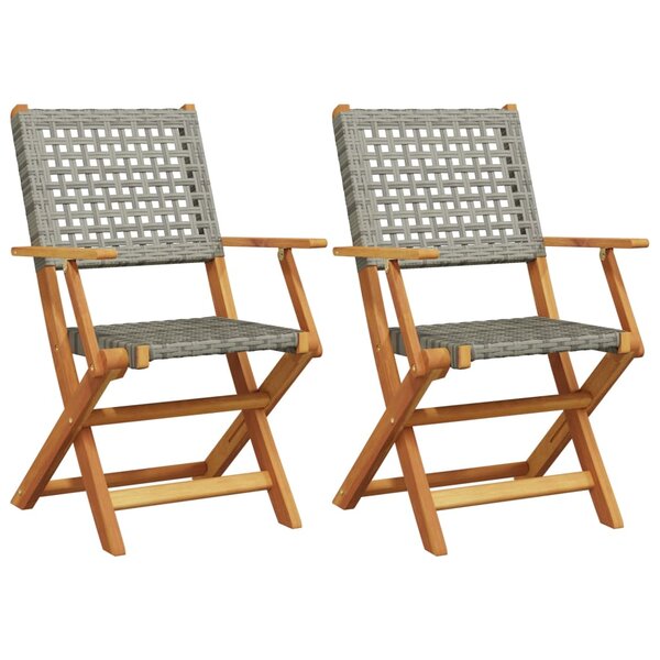 vidaXL Chaises de jardin lot de 2 gris bois massif d'acacia et rotin