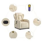 vidaXL Fauteuil inclinable de massage électrique Crème Tissu