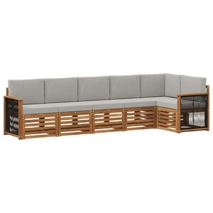 vidaXL Ensemble de canapés d'extérieur 5 pc Naturel et gris clair