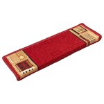 vidaXL Tapis d'escalier autocollants 15 Pièces 65x21x4 cm Rouge