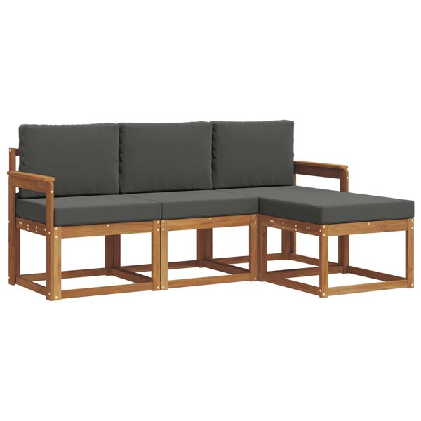 vidaXL Ensemble de canapés d'extérieur 4 pc Naturel et Anthracite