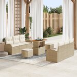 Ensemble de Canapé de Jardin 9 pièces vidaXL avec Coussins Beige Rattan Poly Acacia
