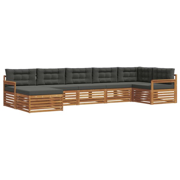 vidaXL Ensemble de canapés d'extérieur 7 pc Naturel et Anthracite