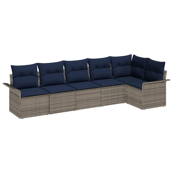 vidaXL Ensemble de canapé de jardin avec stockage 6 Pièces Gris polyrotin