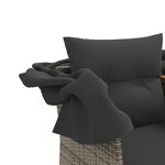 vidaXL Canapé de jardin 2 places avec auvent et tabourets gris rotin