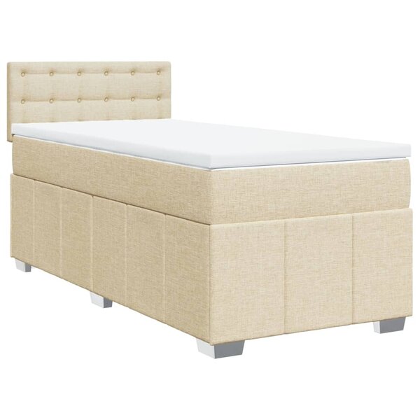 vidaXL Sommier à lattes de lit avec matelas Crème 100x200 cm Tissu