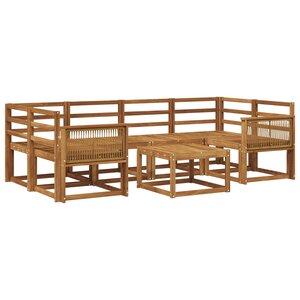 vidaXL Ensemble de canapés d'extérieur 7 Pièces Naturel