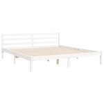 vidaXL Cadre de lit avec tête de lit blanc Super King Size bois massif